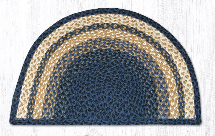 C-079 Light & Dark Blue/Mustard Braided Rug